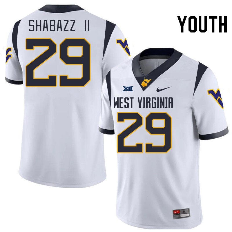 Youth #29 Deuce Shabazz II West Virginia Mountaineers College 2024 New Uniforms Football Jerseys Sti